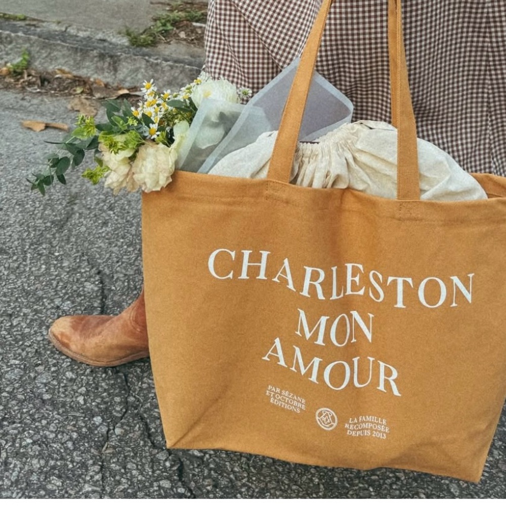 Brand New Charleston Mon Amour Tan (Coffee) Canvas Tote Bag 🌸